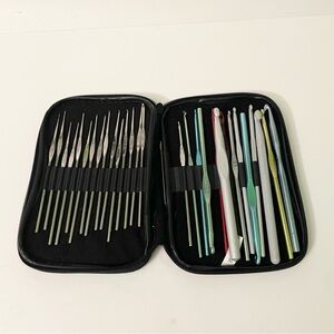 Mixed Lot of Crochet Hooks with Case